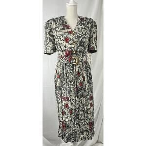 Vintage Lady Carol Petites Of New York Belted Midi Dress Style #9360 Sz Petite 6